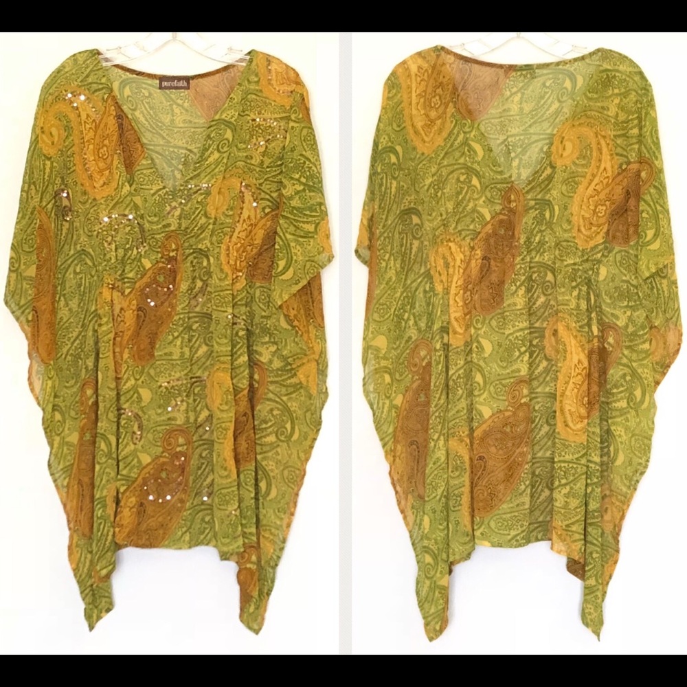 NWOT purefaith paisley print sheer swim cover-up